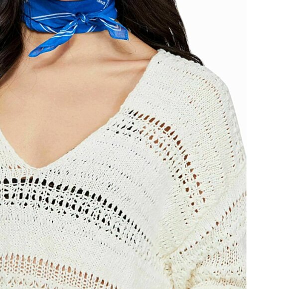 NWT Free People Hot Tropics Pullover Tunic Ivory XS Open Knit Sweater - Picture 4 of 10